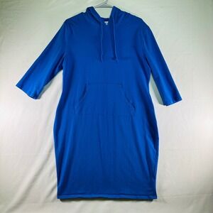 Missky Royal Blue Jersey Hoodie Dress Front Pocket Cotton Spandex Womens XXL